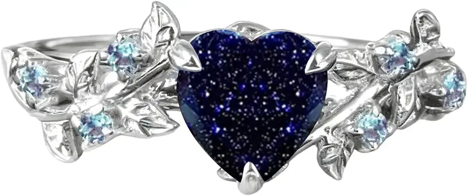 Gold-Tone Sterling Silver Birthstone Heart Engagement Ring