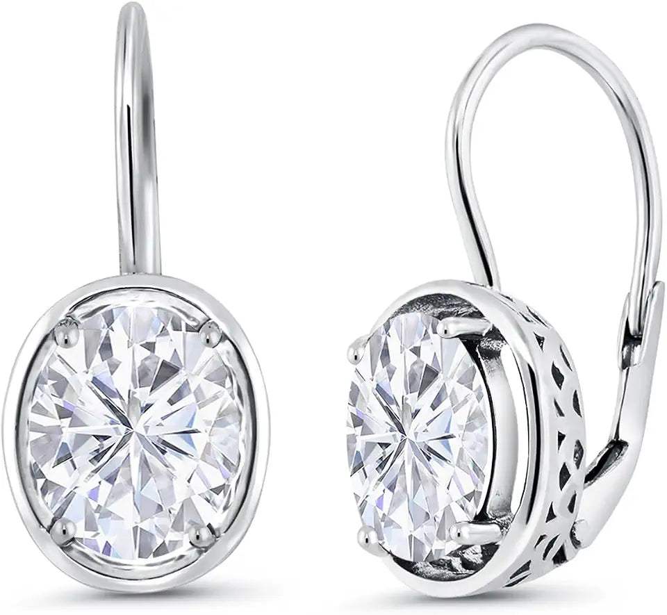 Oval Moissanite Drop Earrings