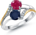 Gold-Tone Sterling Silver Round Lab-Grown Diamond Engagement Ring, 5MM