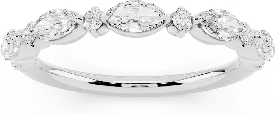 14K Gold-Plated Sterling Silver Round Lab-Grown Diamond Wedding Band