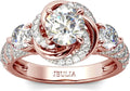 Rose Gold-Plated Sterling Silver Cubic Zirconia Halo Engagement Ring