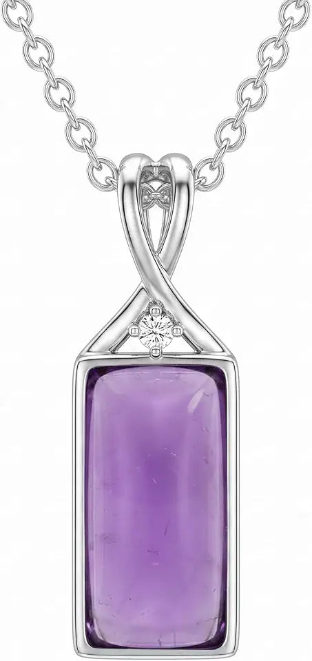 Sterling Silver Amethyst Necklace with Birthstone