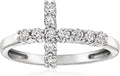 Sterling Silver Lab-Grown Diamond Cross Ring