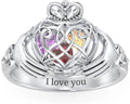 Gold-Tone Sterling Silver Birthstone Heart Ring