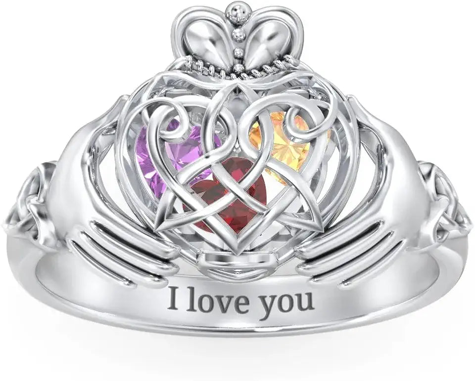 Gold-Tone Sterling Silver Birthstone Heart Ring