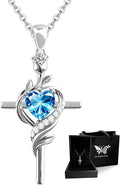18K White Gold-Plated Birthstone Cross Necklace