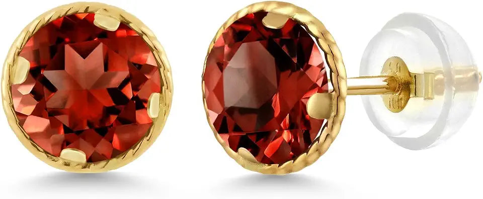 Gold-Tone Round Birthstone Stud Earrings, 6MM