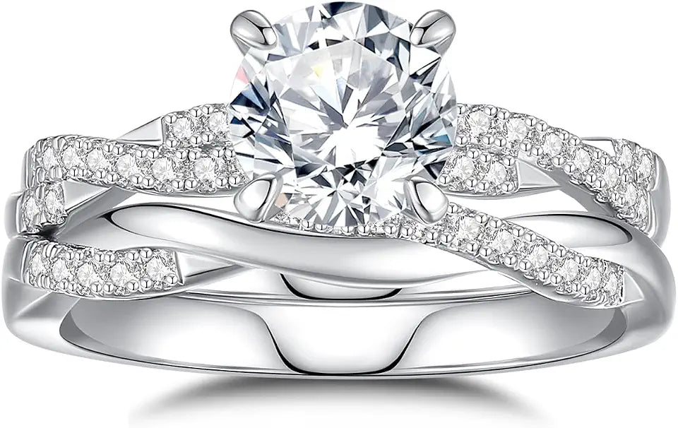 Sterling Silver Moissanite Engagement Ring