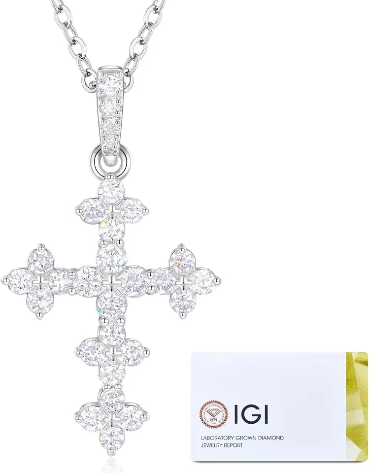 Lab-Grown Diamond Cross Necklace