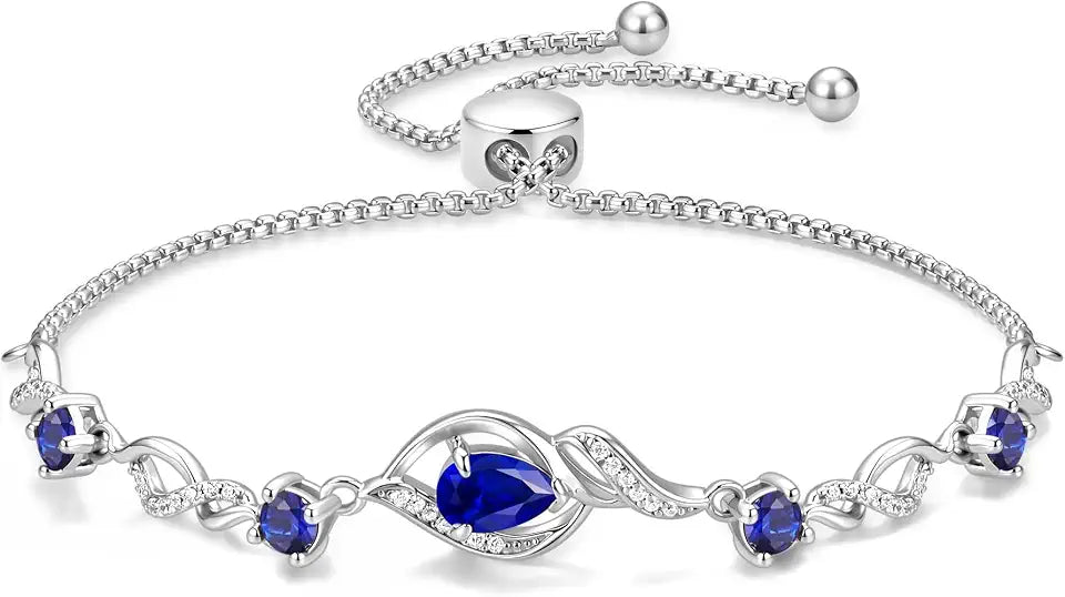 Sterling Silver Teardrop Birthstone Tennis Bracelet