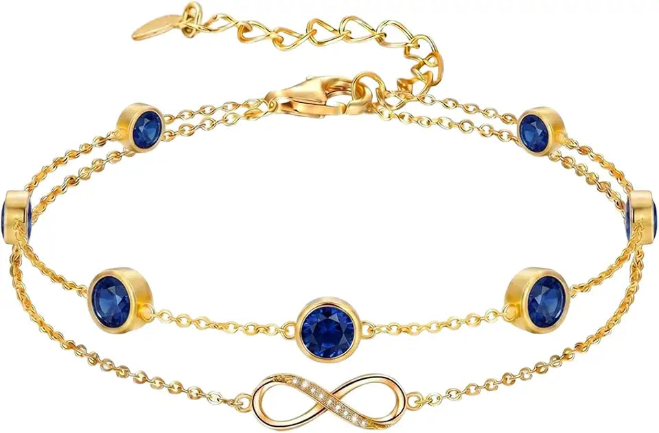 Gold-Tone Round Birthstone Infinity Layered Bracelet
