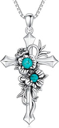 Sterling Silver Turquoise Cross Necklace