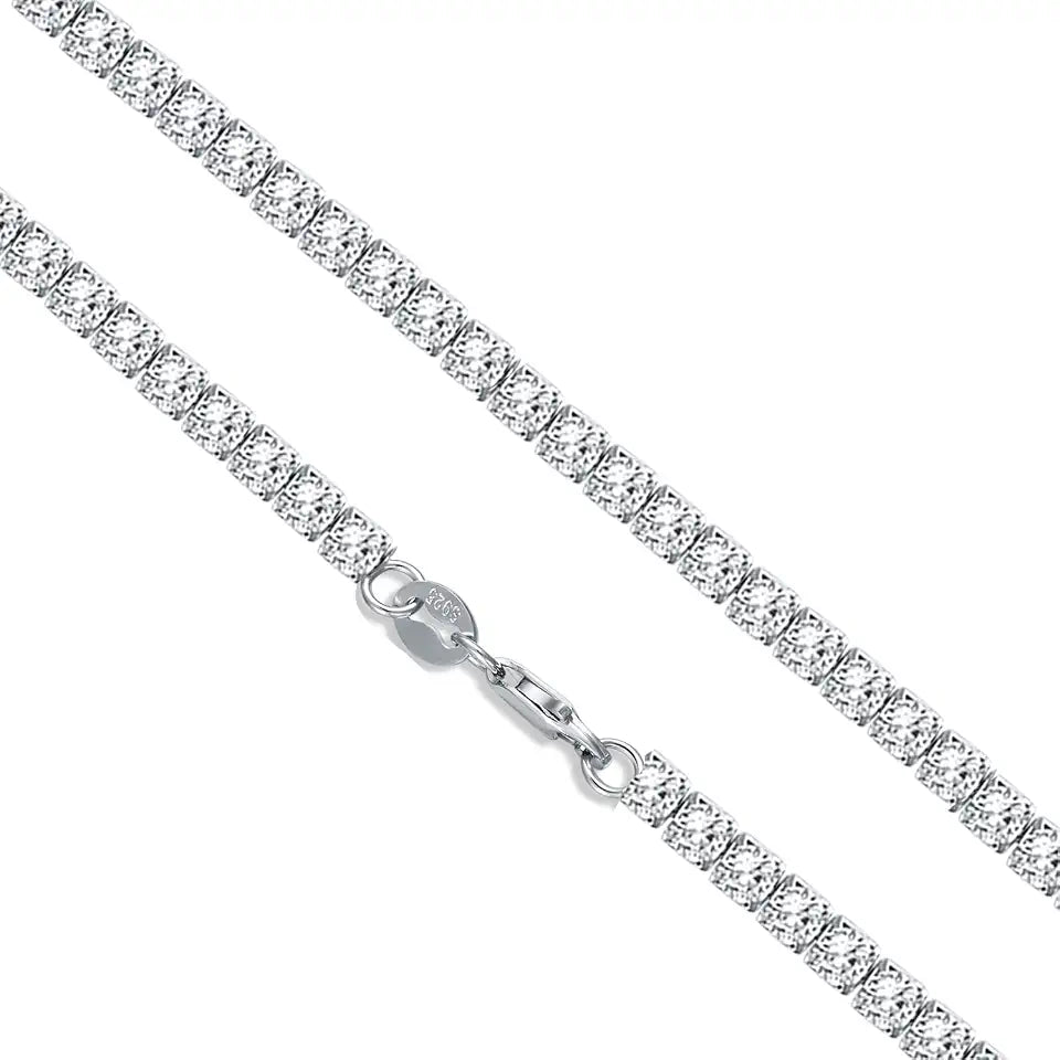 Sterling Silver Cubic Zirconia Tennis Necklace