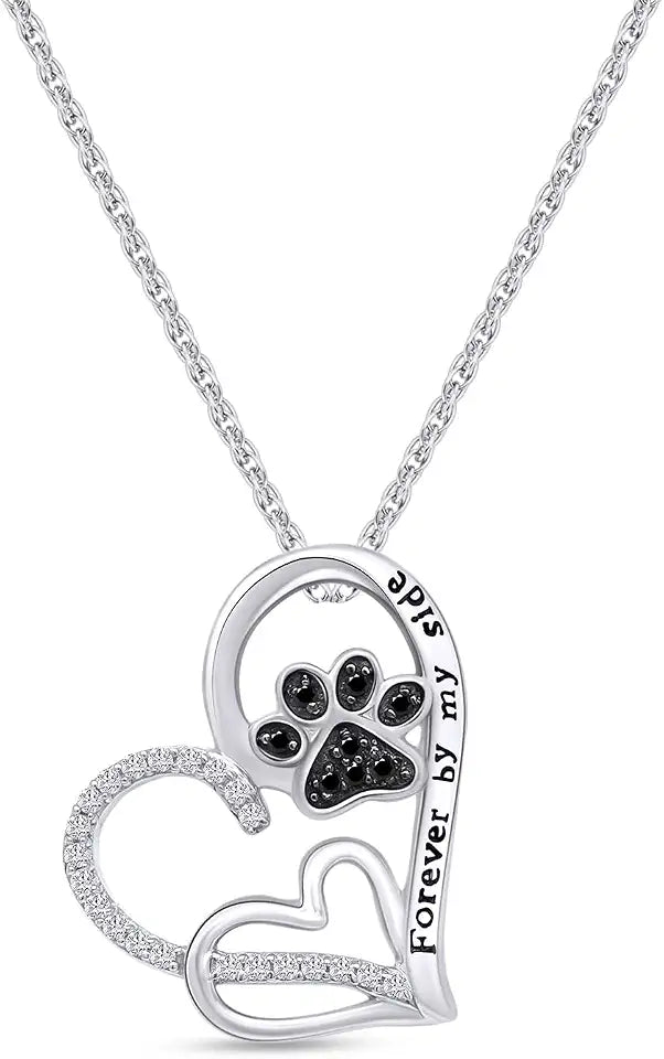 Gold-Tone Sterling Silver Round Moissanite Heart Necklace