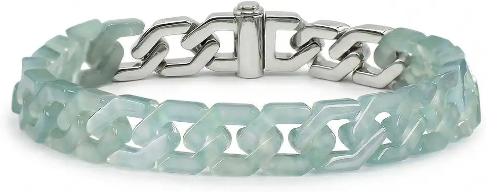 Stainless Steel Jade Cuban Link Bracelet