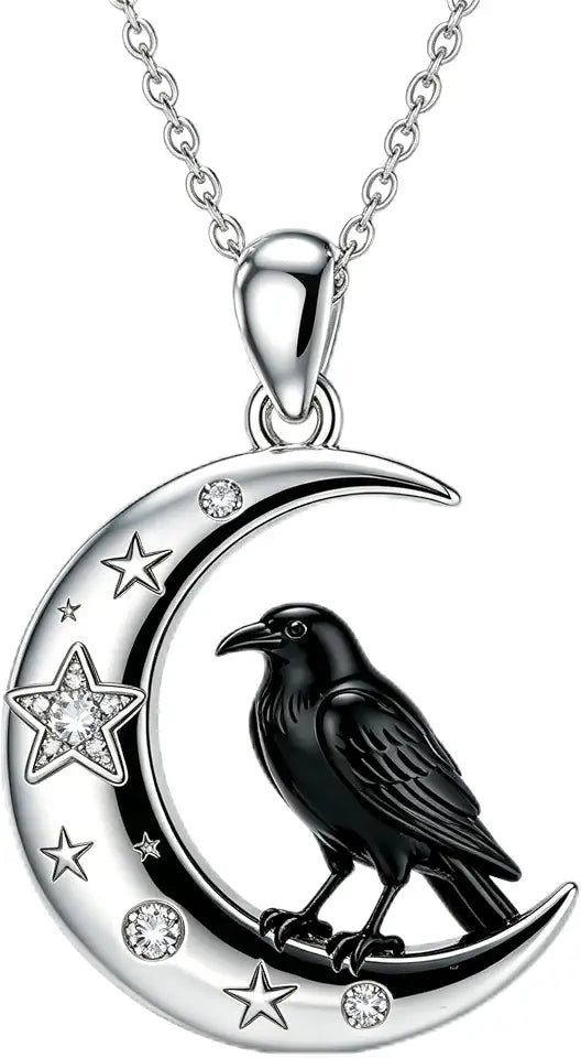 Sterling Silver Lab-Grown Diamond Moon Necklace