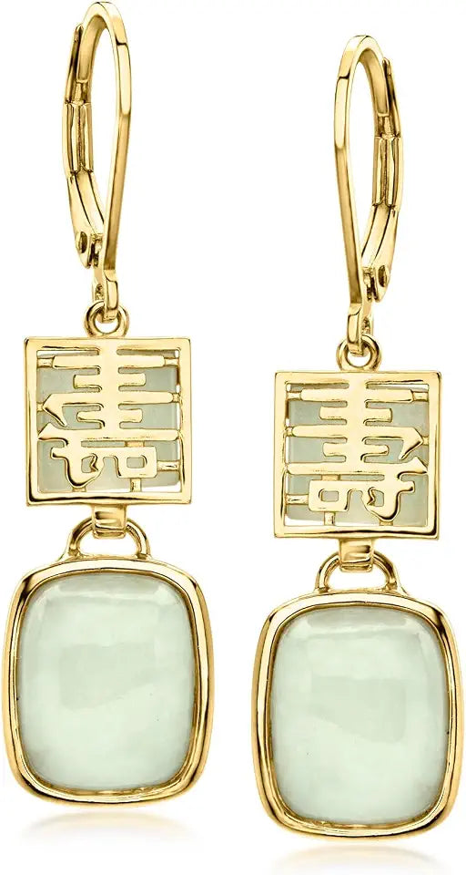 Gold-Tone Jade Drop Earrings
