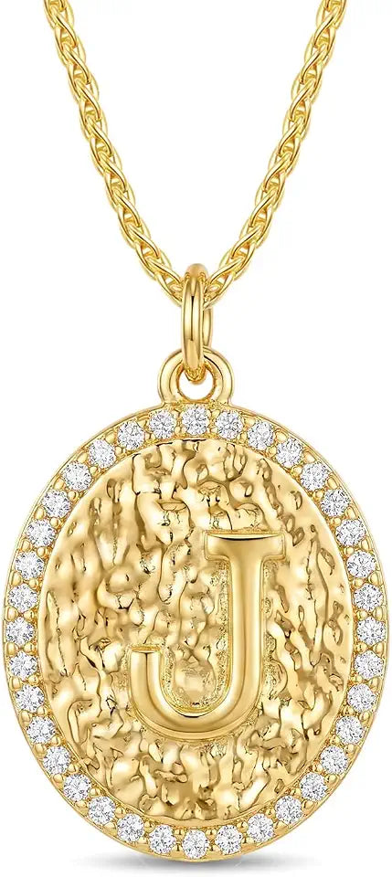 24K Gold-Plated Oval Initial Necklace