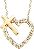 Gold-Tone Heart Cross Necklace
