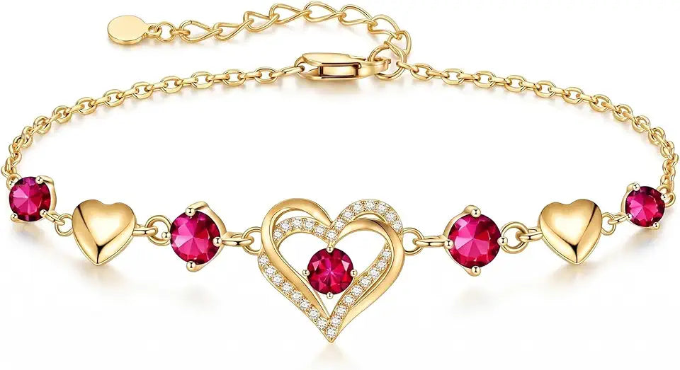 Gold-Tone Birthstone Heart Bracelet