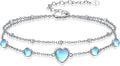 Sterling Silver Moonstone Layered Anklet