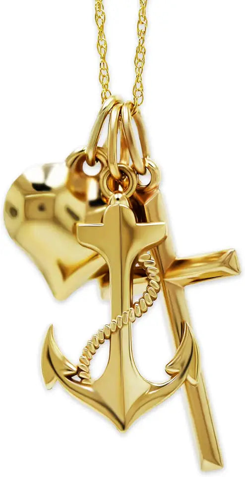 Gold-Tone Heart Cross Necklace