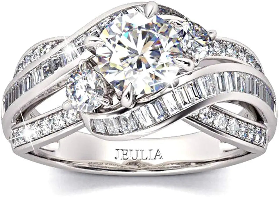 Sterling Silver Round Cubic Zirconia Engagement Ring