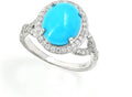 Sterling Silver Oval Turquoise Ring with Birthstone