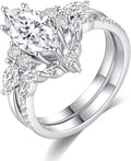 Rhodium-Plated Sterling Silver Moissanite Engagement Ring