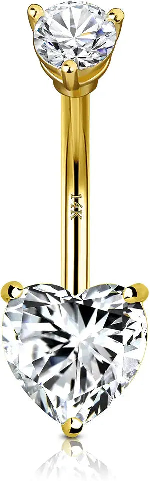 Gold-Tone Cubic Zirconia Heart Body Jewelry