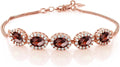 18K Rose Gold-Plated Oval Birthstone Halo Bracelet