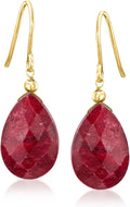 Gold-Tone Ruby Drop Earrings