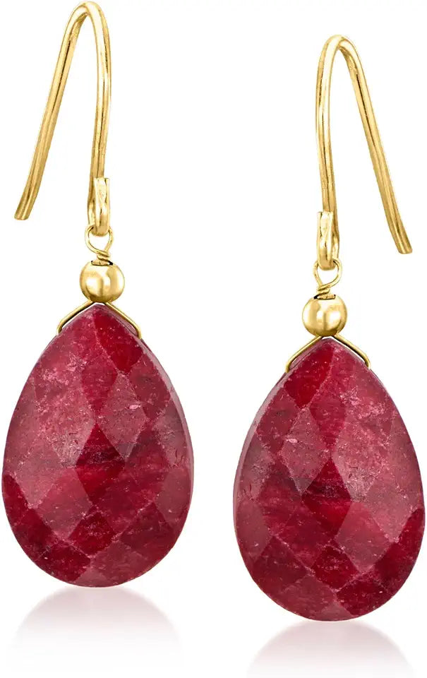 Gold-Tone Ruby Drop Earrings