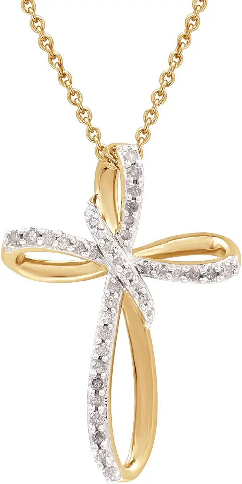 14K Gold-Plated Sterling Silver Cross Necklace
