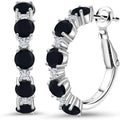 Sterling Silver Round Moissanite Hoop Earrings with Birthstone