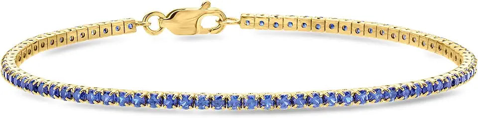 Gold-Tone Created Sapphire Tennis Bracelet