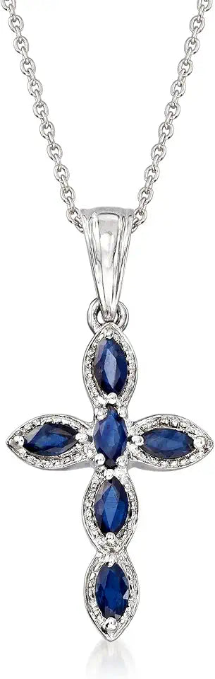 Sterling Silver Sapphire Cross Necklace