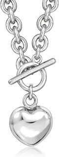 Rhodium-Plated Heart Necklace