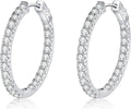 Sterling Silver Round Moissanite Hoop Huggie Earrings