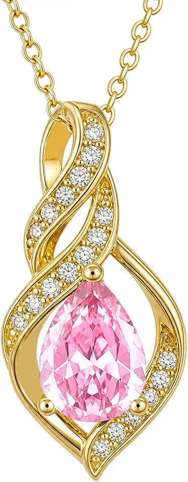 Gold-Tone Teardrop Birthstone Infinity Necklace