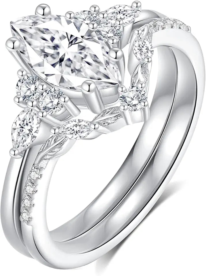 18K White Gold-Plated Sterling Silver Moissanite Jewelry Set