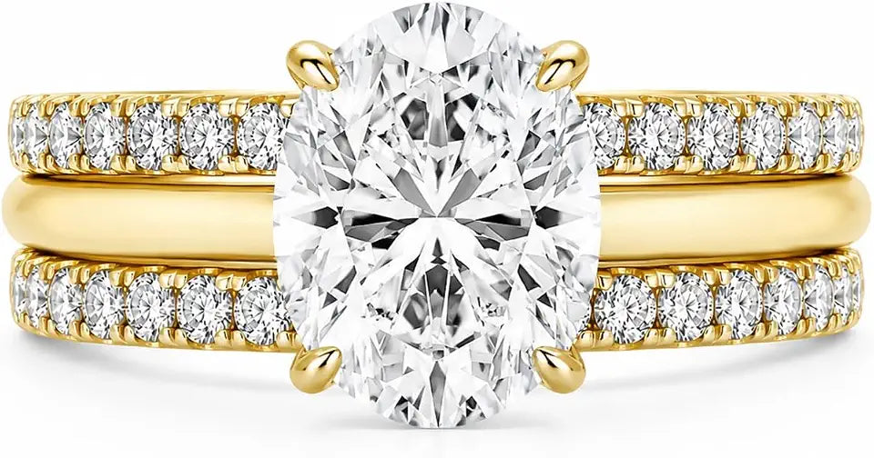 14K Gold-Plated Oval Moissanite Ring
