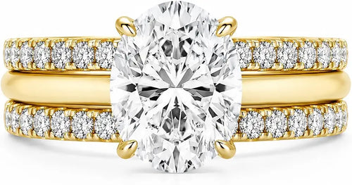14K Gold-Plated Oval Moissanite Ring