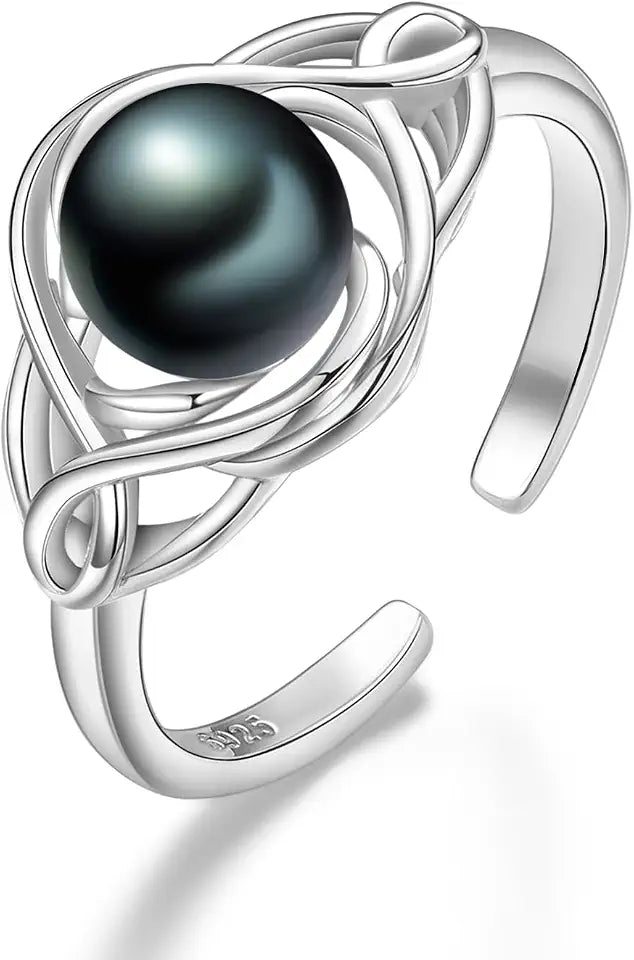 Sterling Silver Black Pearl Ring
