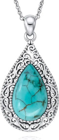 Sterling Silver Teardrop Turquoise Necklace