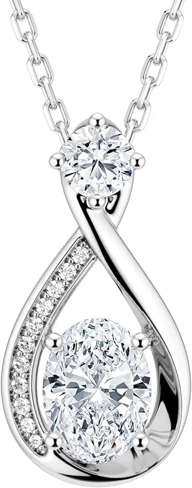 Oval Moissanite Infinity Necklace