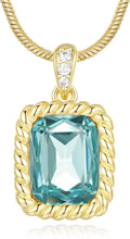 Gold-Tone Square Crystal Necklace with Birthstone