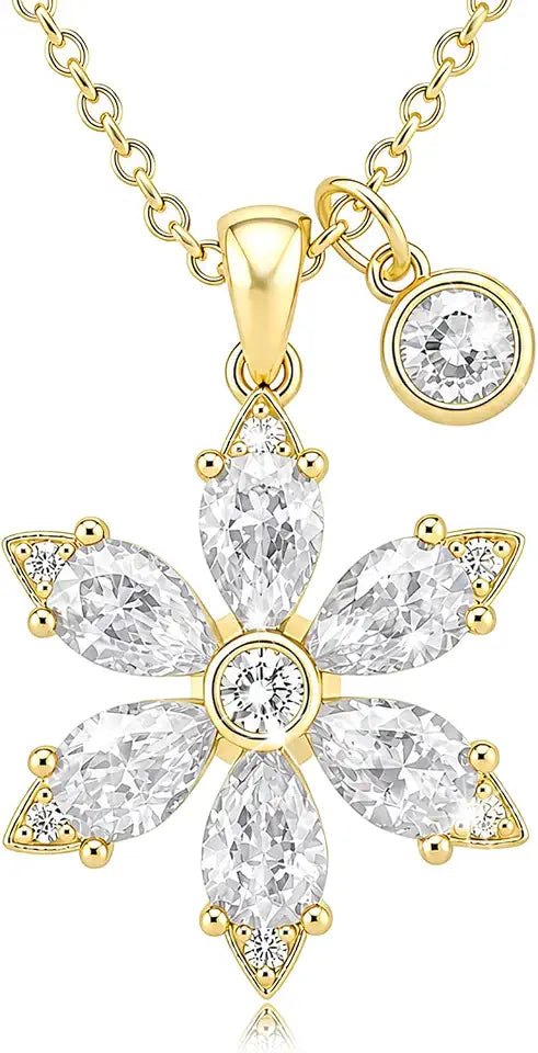 Gold-Tone Birthstone Floral Necklace