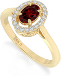 Gold-Tone Sterling Silver Oval Birthstone Halo Ring