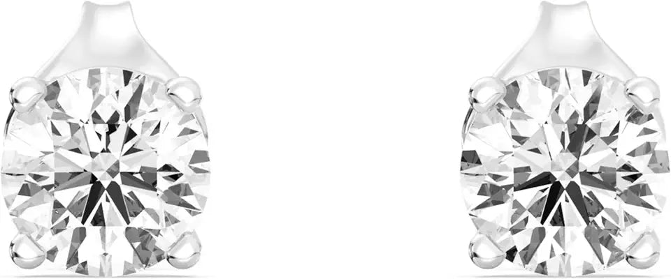 Gold-Tone Round Lab-Grown Diamond Stud Earrings